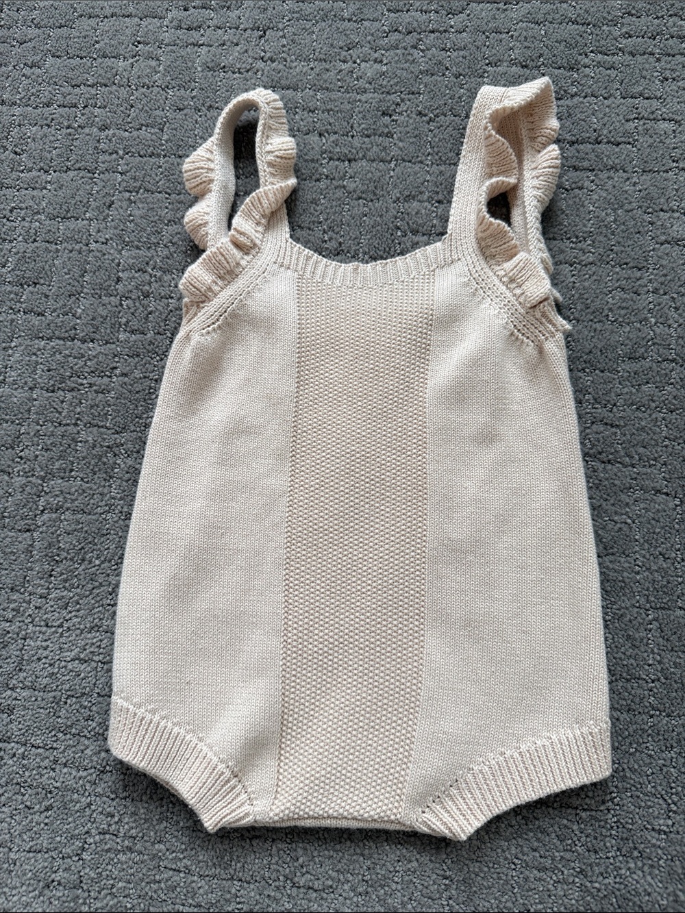 Knit Ruffle Strap Baby One-Piece in Cream
